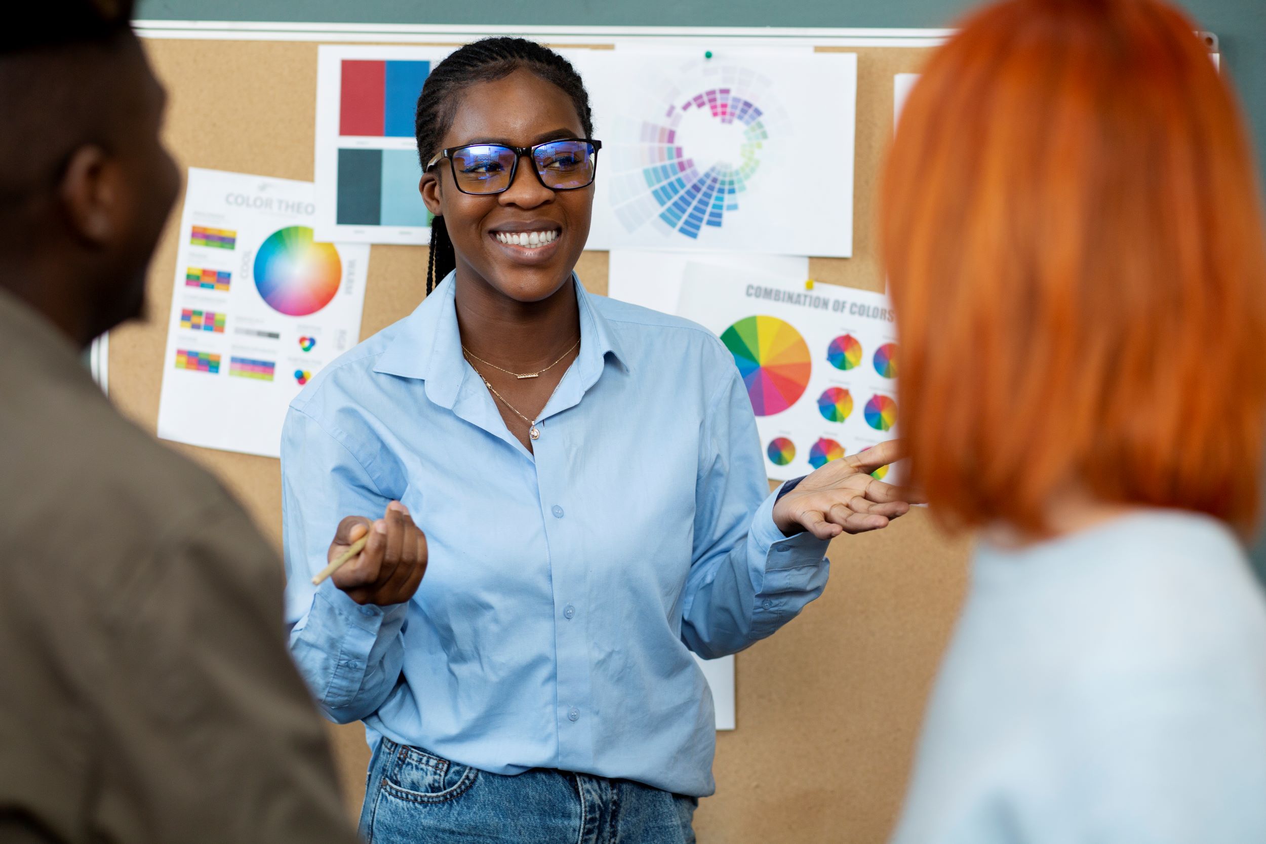 smiley people chatting busines